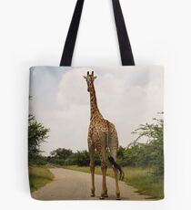 Giraffe On The Road Tote Bag