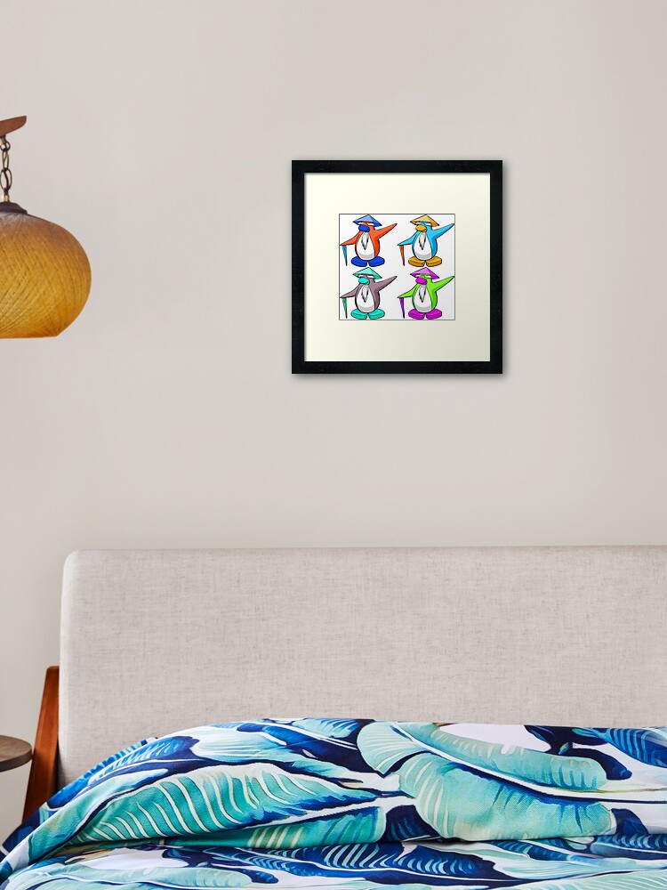 Club Penguin Sensei Colour Pop Framed Art Print By Rvde Redbubble