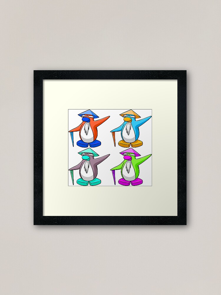 Club Penguin Sensei Colour Pop Framed Art Print By Rvde Redbubble