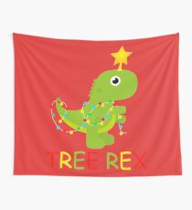 Tree Rex Christmas Tree Dionosaur Star Gift Sweet Animal Cute Wall Tapestry