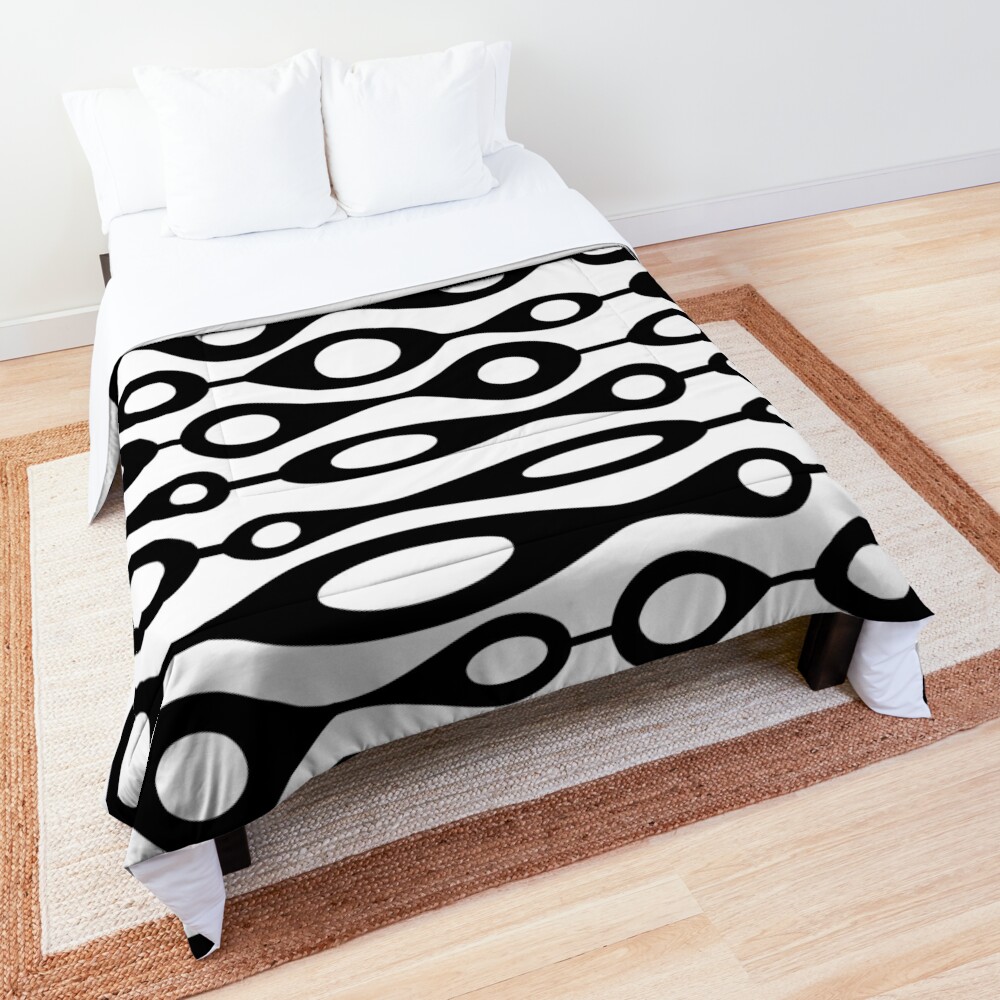 Retro Abstract Mid Century Modern Duvet Cover, MCM Geometric Oval