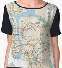 #NY #subway #map #famousplace #BrooklynBridge #CityHall #ChambersStreet #NewYorkCity #USA #map #cartography #topography #travel #country #guidance #vector #graph#colorimage #newyorkstate #NYSubwayMap Chiffon Top