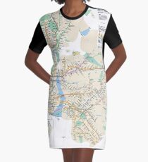 #NY #subway #map #famousplace #BrooklynBridge #CityHall #ChambersStreet #NewYorkCity #USA #map #cartography #topography #travel #country #guidance #vector #graph#colorimage #newyorkstate #NYSubwayMap Graphic T-Shirt Dress