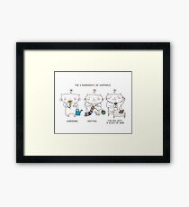 3 ingredients of happiness: gardening, knitting, glass of wine ! / Cat doodle Framed Print