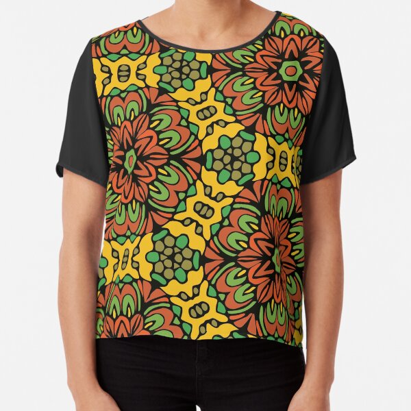 Woodland Retro Floral Garden Chiffon Top
