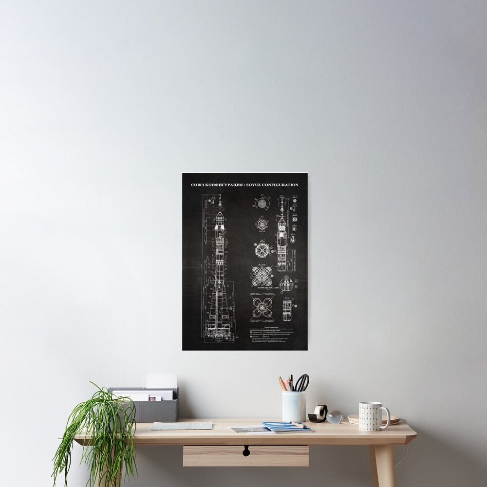 Soyuz Blueprint in High Resolution (black) Poster