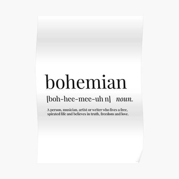 "Bohemian Definition" Poster by definingprints Redbubble