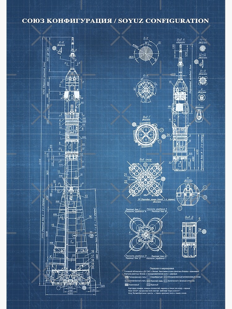 Soyuz Blueprint in High Resolution (light blue) by RHorowitz