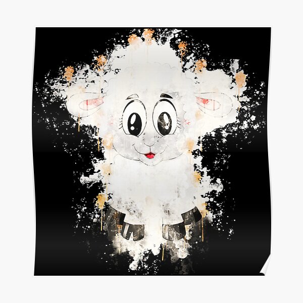 Lamb sheep cute watercolor painted Poster