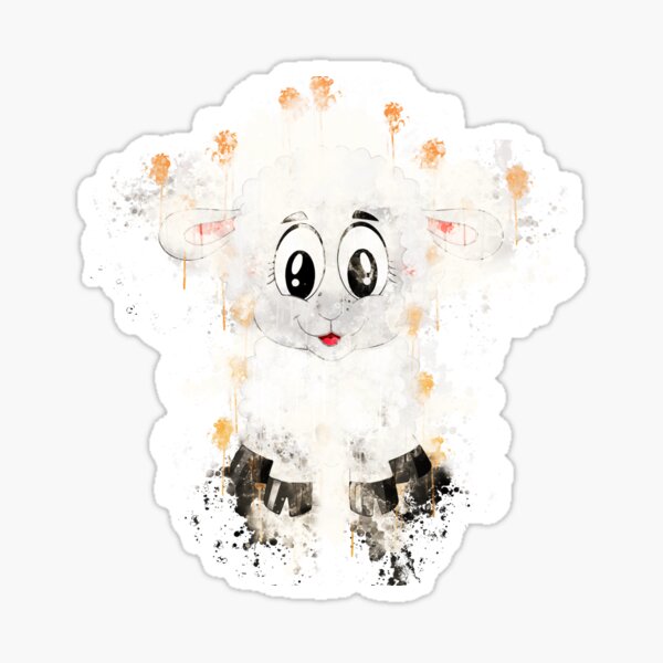 Lamb sheep cute watercolor painted Sticker