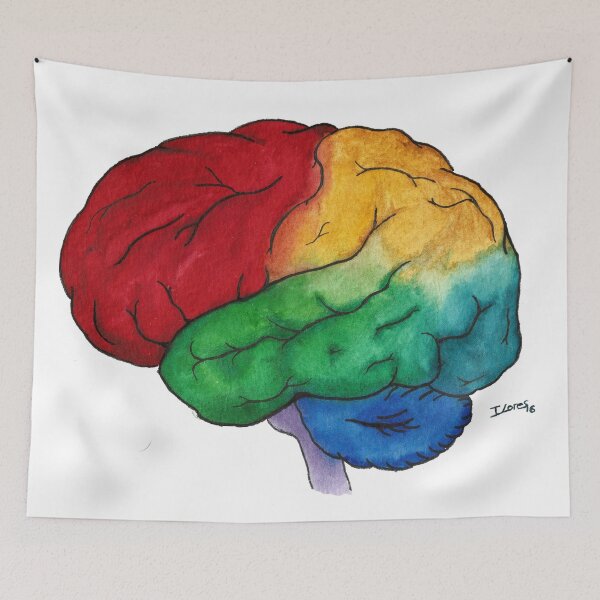 Item preview, Brain Colorfull Power Mind Watercolor Psychology designed and sold by ILoresart.