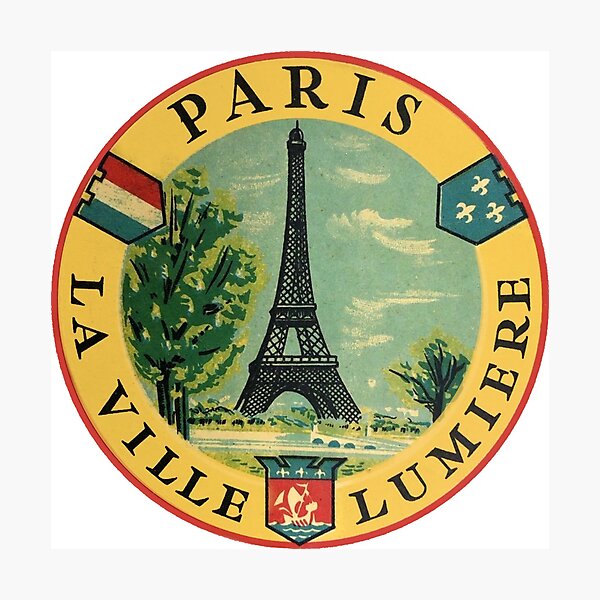 Paris France Eiffel Tower Vintage Travel Decal Photographic Print