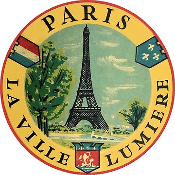 Artwork thumbnail, Paris France Eiffel Tower Vintage Travel Decal by hilda74