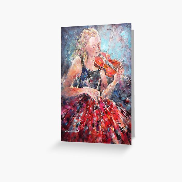 Music-Girl with Violin(Red Skirt) MM 3965x2550 Greeting Card