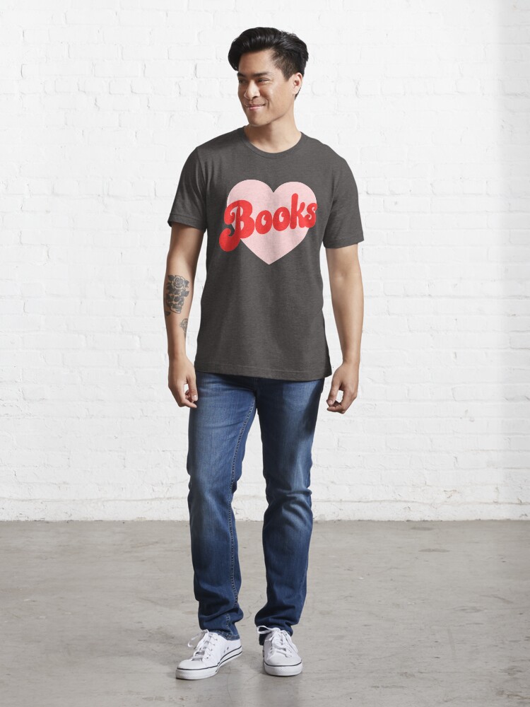 Alternate view of Funny I Love Books Print with Heart Essential T-Shirt