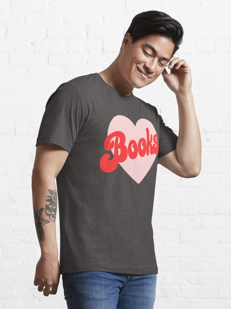 Alternate view of Funny I Love Books Print with Heart Essential T-Shirt