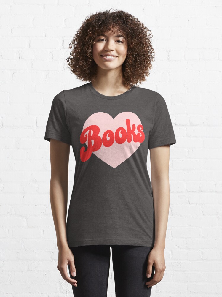 Alternate view of Funny I Love Books Print with Heart Essential T-Shirt