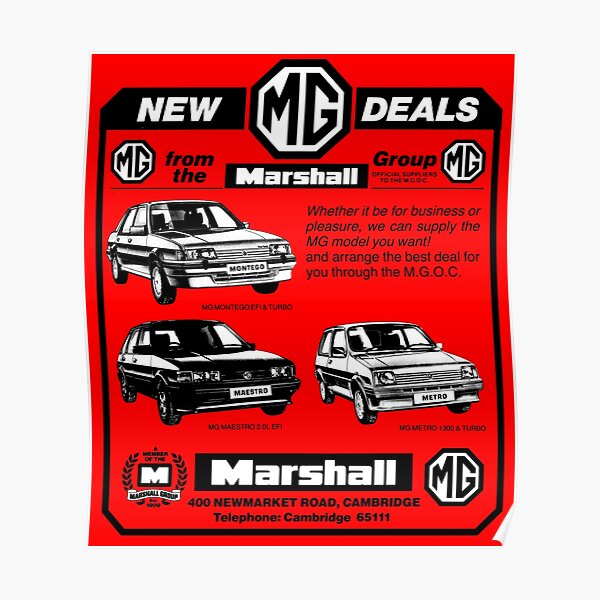 "MG CARS" Poster for Sale by ThrowbackMotors Redbubble