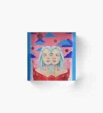 Draped in sun psychodelic popsurrealism painting illustration Acrylic Block