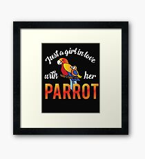 Girl Parrot Love Colorful Bird Framed Print