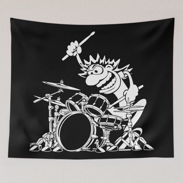 Item preview, Crazy Drummer Cartoon Illustration designed and sold by hobrath.