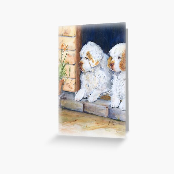 Two Clumbers in a doorway Greeting Card