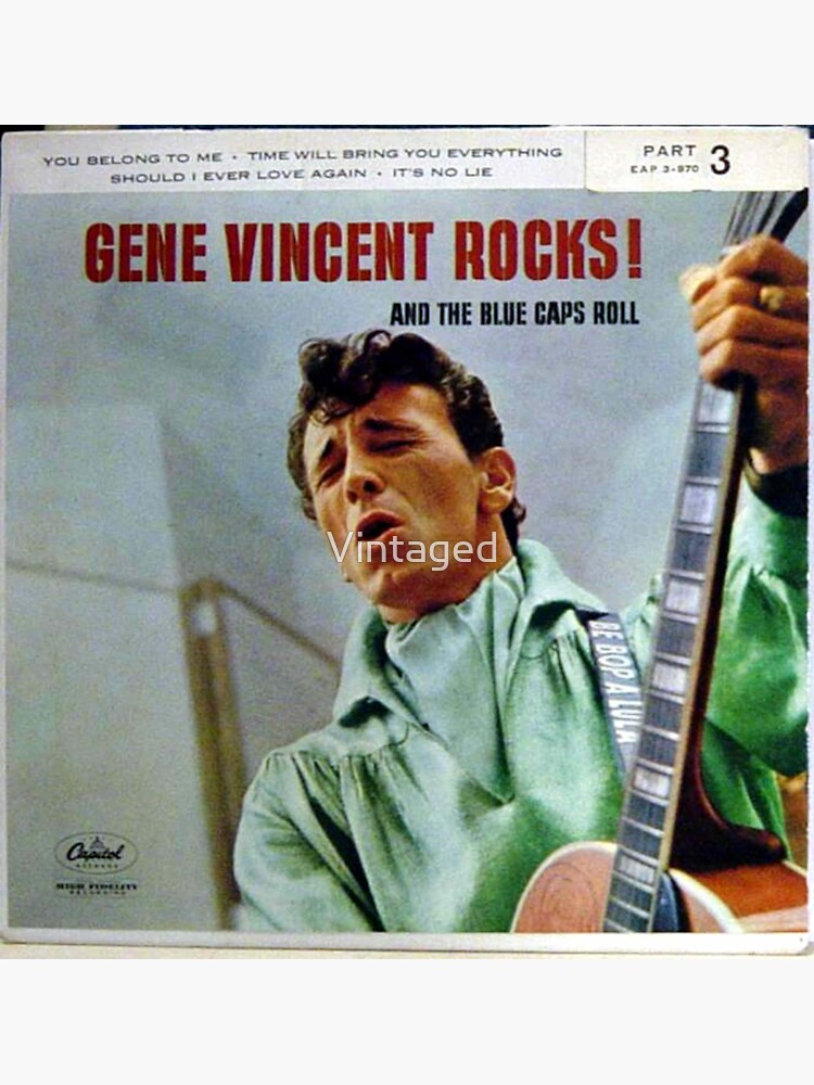 Gene Vincent, Gene Vincent Rocks, Blue Caps Roll, blue caps, rockabilly,  ep, 1958, 50's, rock and roll | Sticker