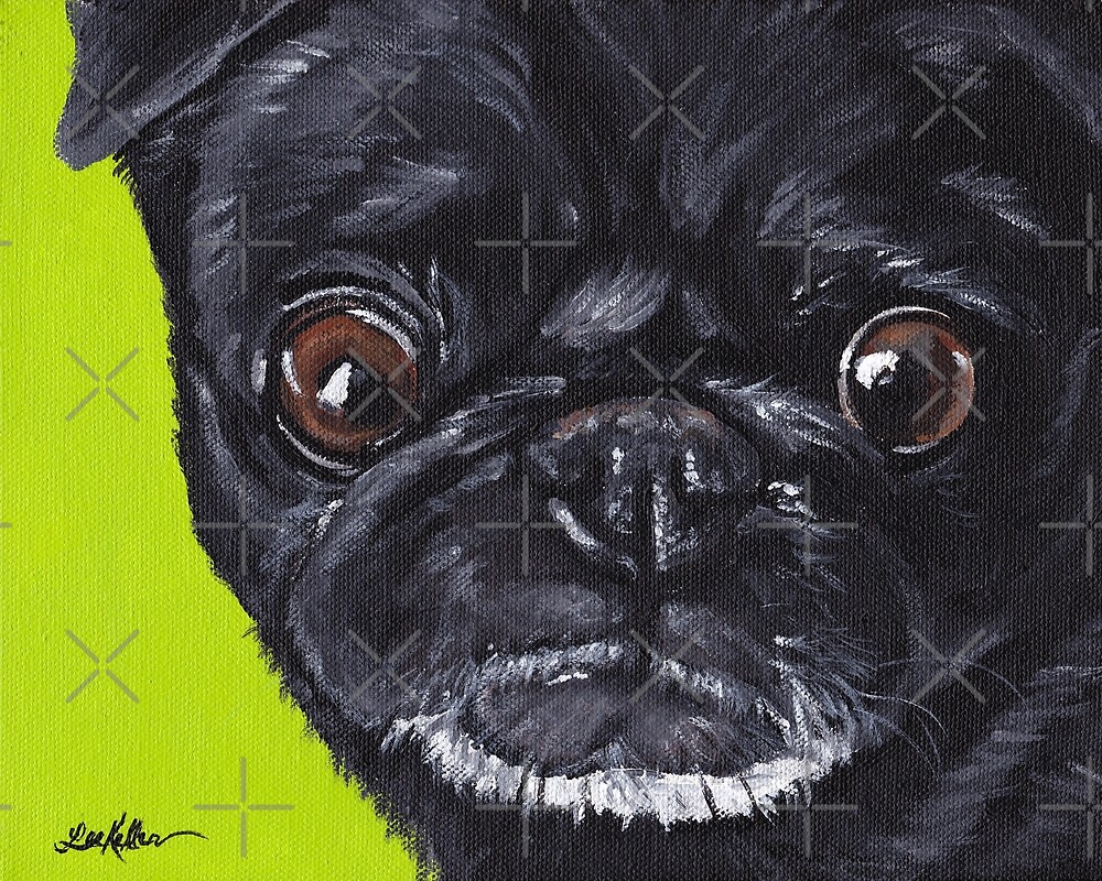 "Black Pug Art, Cute Pug, Dog Painting." by leekellerart Redbubble