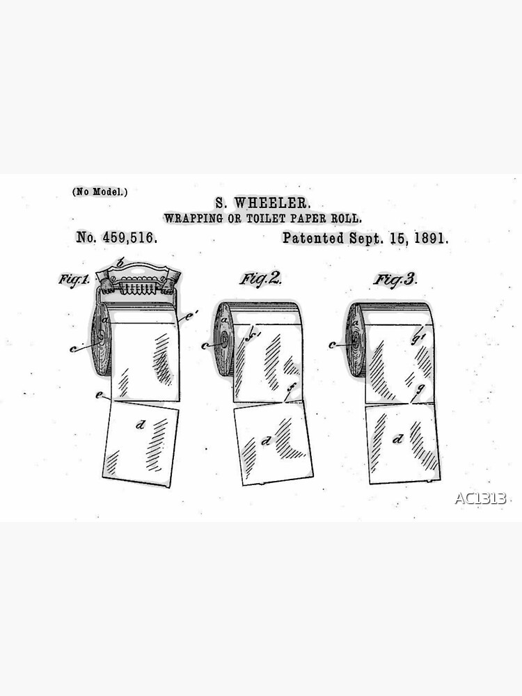"Toilet Paper Holder Patent" Sticker by AC1313 Redbubble