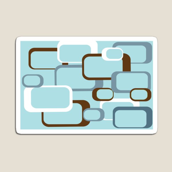 Item preview, Retro Squares Pattern Blue White Brown designed and sold by ValeriesGallery.