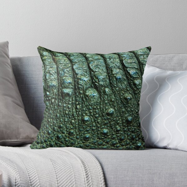 Green Alligator skin Throw Pillow