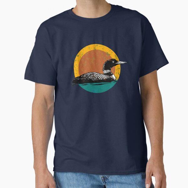 Vista previa del artículo con la obra «Loon Sunset: apariencia descolorida con colores retro», diseñado y vendido por Rachel Nagel.
