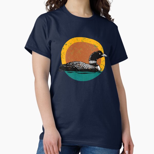 Vista previa del artículo con la obra «Loon Sunset: apariencia descolorida con colores retro», diseñado y vendido por Rachel Nagel.
