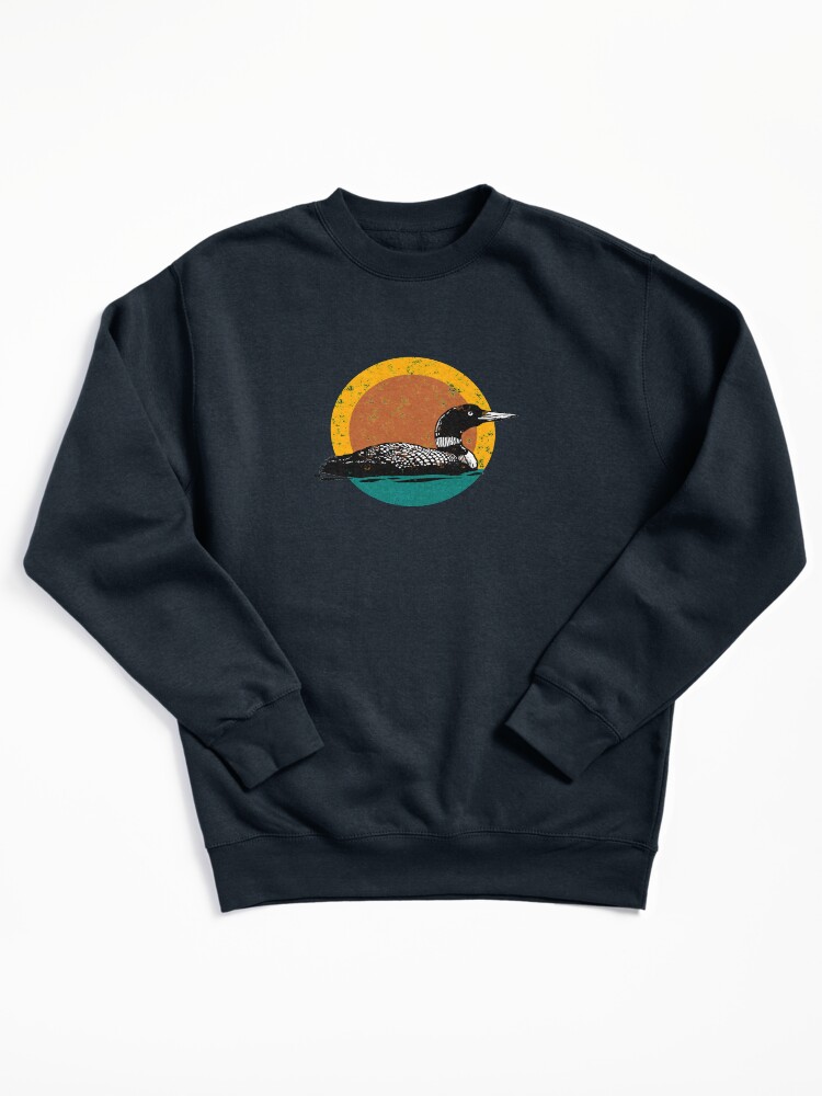 Thumbnail 2 of 7, Pullover Sweatshirt, Loon Sunset- Faded Look with Retro Colors designed and sold by RachelAnneNagel.