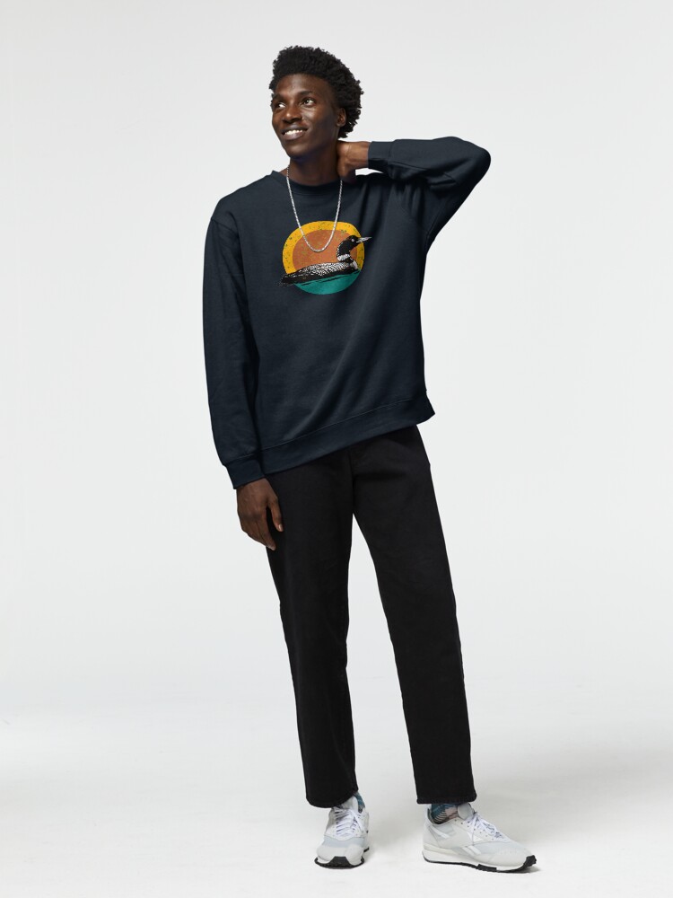 Thumbnail 3 of 7, Pullover Sweatshirt, Loon Sunset- Faded Look with Retro Colors designed and sold by RachelAnneNagel.