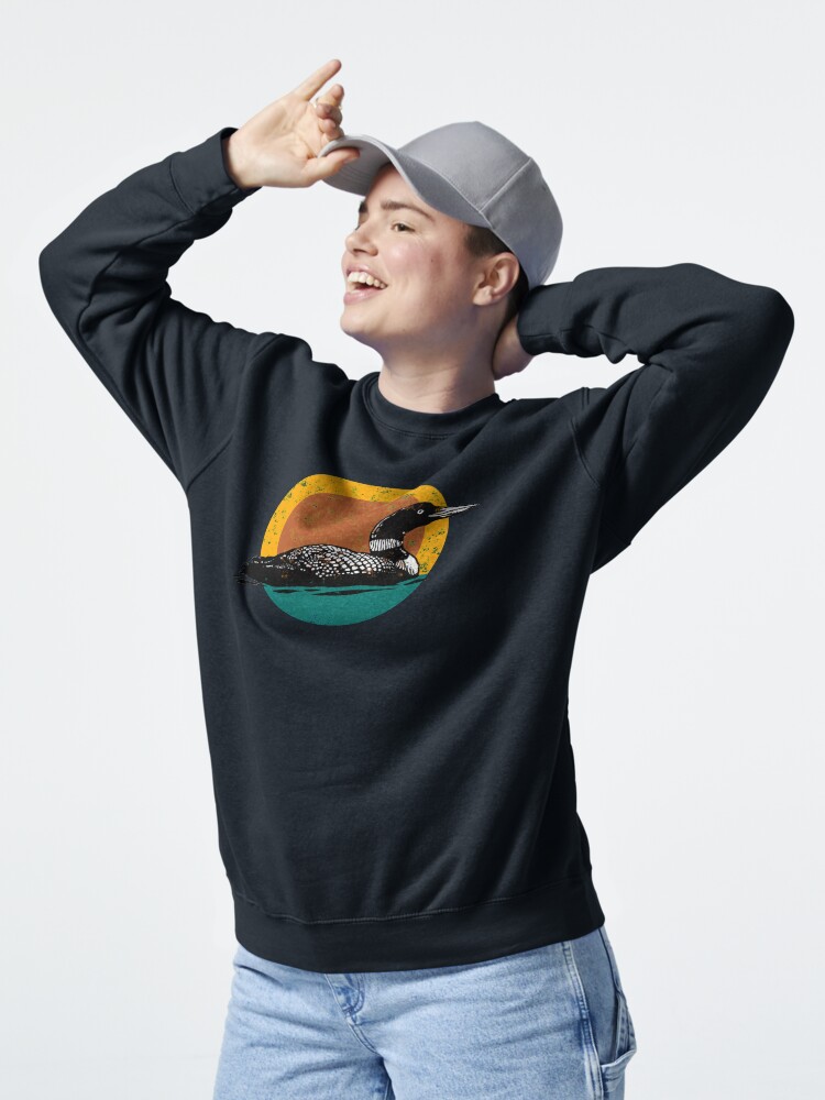 Thumbnail 5 of 7, Pullover Sweatshirt, Loon Sunset- Faded Look with Retro Colors designed and sold by RachelAnneNagel.