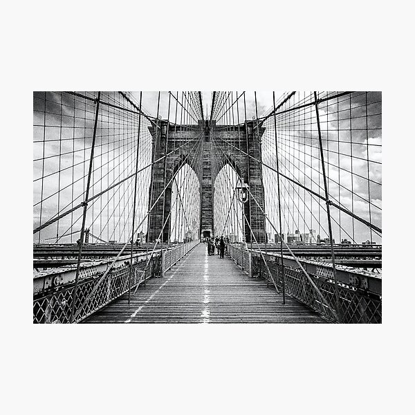 Brooklyn Bridge, New York City (rustic black & white) Photographic Print