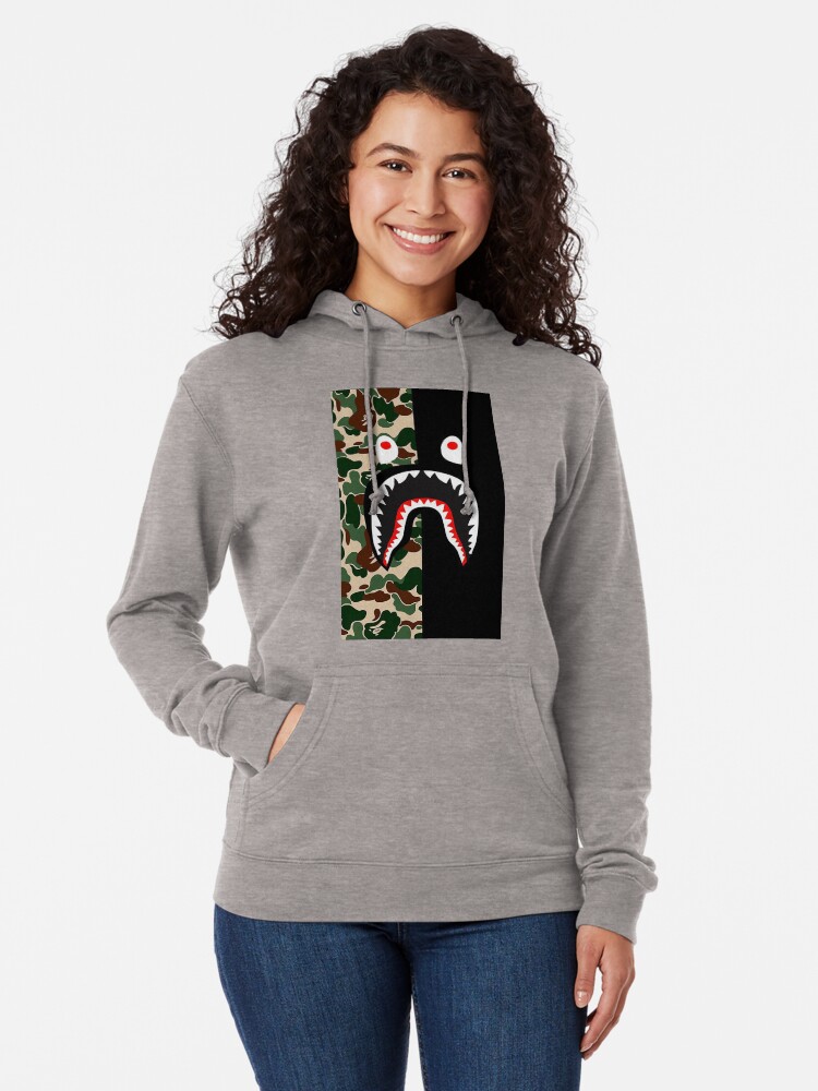 bape shark hoodie camo black
