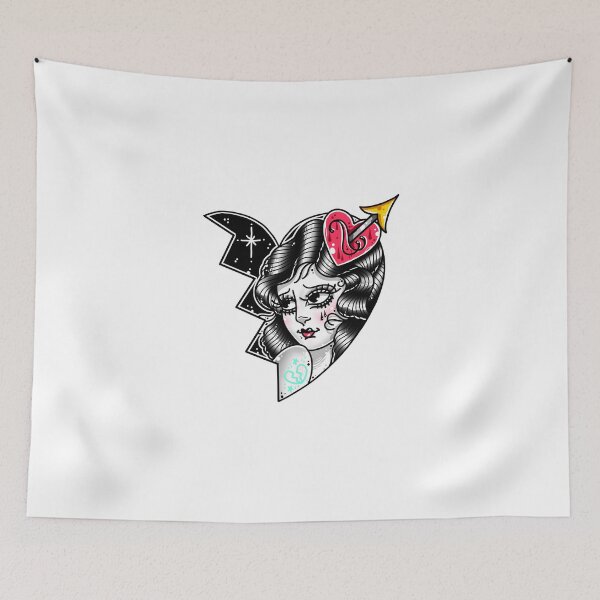 Item preview, Broken Heart Tattoo Lady Tattoo Flash designed and sold by Ella Mobbs.