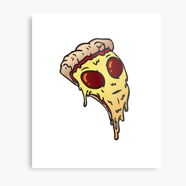 Alien Pizza Metal Print