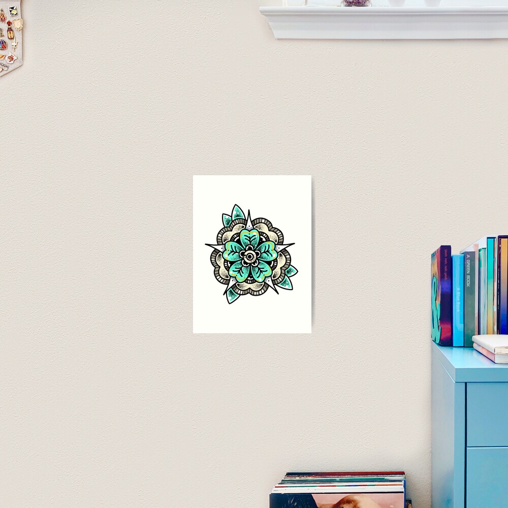 Lámina rígida for Sale con la obra «Tatuaje Trébol Flor Mandala Tattoo  Flash» de Ella Mobbs | Redbubble