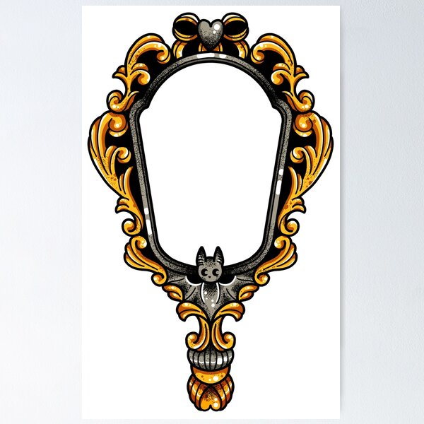 Traditional tattoo style shining mirror Royalty Free Vector