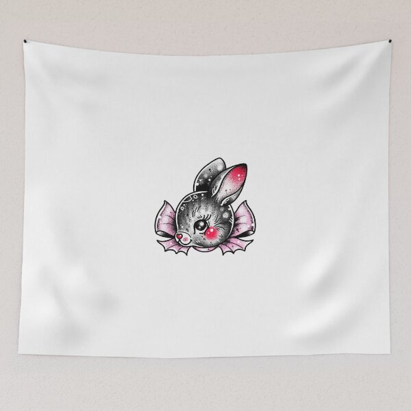 Item preview, Vintage Style Bunny Bun Face Tattoo Flash designed and sold by Ella Mobbs.