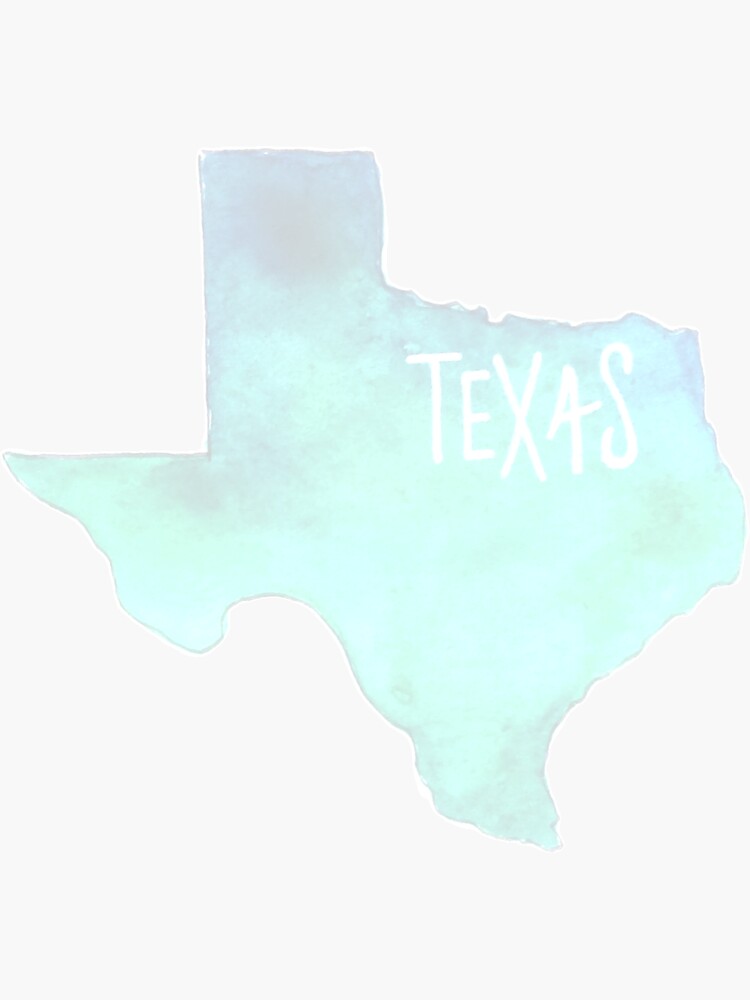 "Light Blue Texas State Map Watercolor" Sticker by Brenander Redbubble