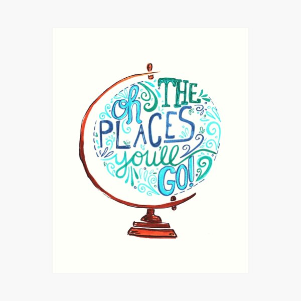 Item preview, Oh The Places You'll Go - Vintage Typography Globe designed and sold by Kit Cronk.