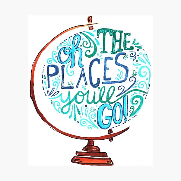 Item preview, Oh The Places You'll Go - Vintage Typography Globe designed and sold by Kit Cronk.