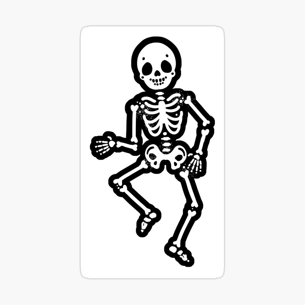 Dancing skeleton tattooed on the upper arm