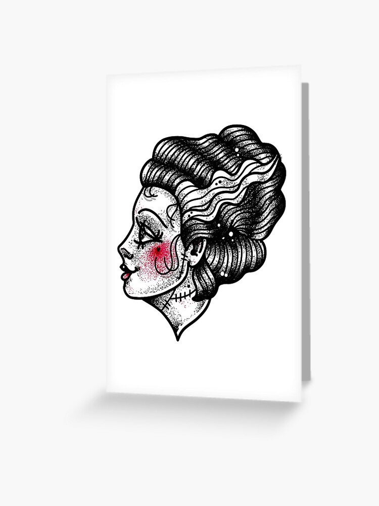 Bride of Frankenstein Tattoo Flash Art Board Print for Sale by ellamobbs   Redbubble