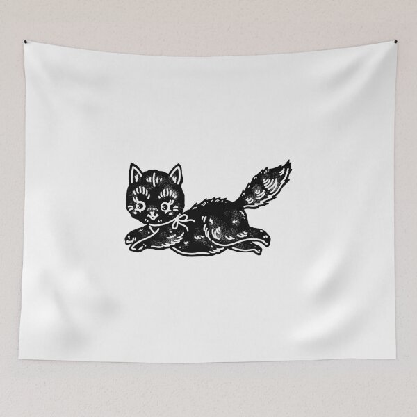 Item preview, Flying Black Cat Tattoo Flash designed and sold by Ella Mobbs.