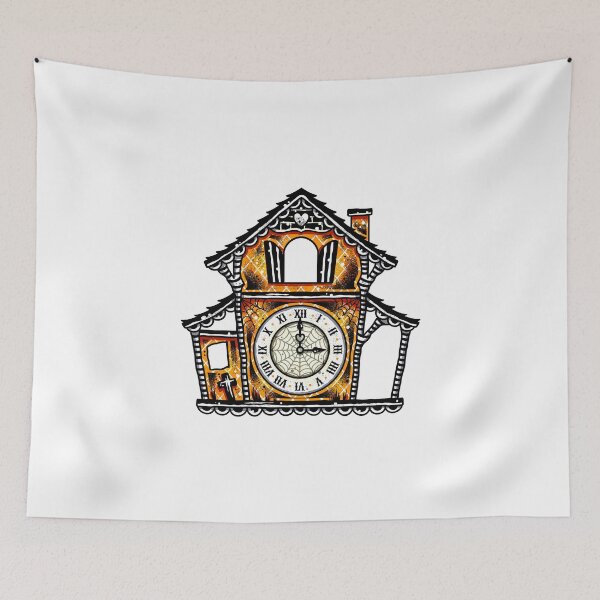 Item preview, Haunted House Clock Tattoo Flash designed and sold by Ella Mobbs.